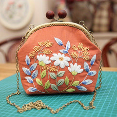 Golden Shoulder Bag DIY Material Customized Embroidered Art