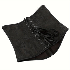 Jacquard Strapless Corset Bustier Tummy Control Lace Up Zipper Body Shaper