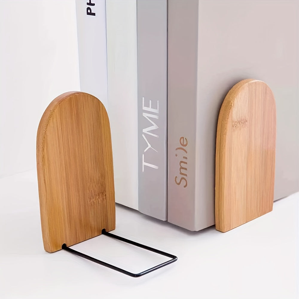 Bamboo Bookend Log Texture Desktop Book Folder Storage