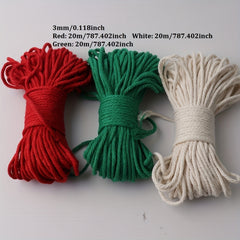 3pc Macrame Cord Christmas Decor Cotton Threads DIY Christmas Tree Ornaments