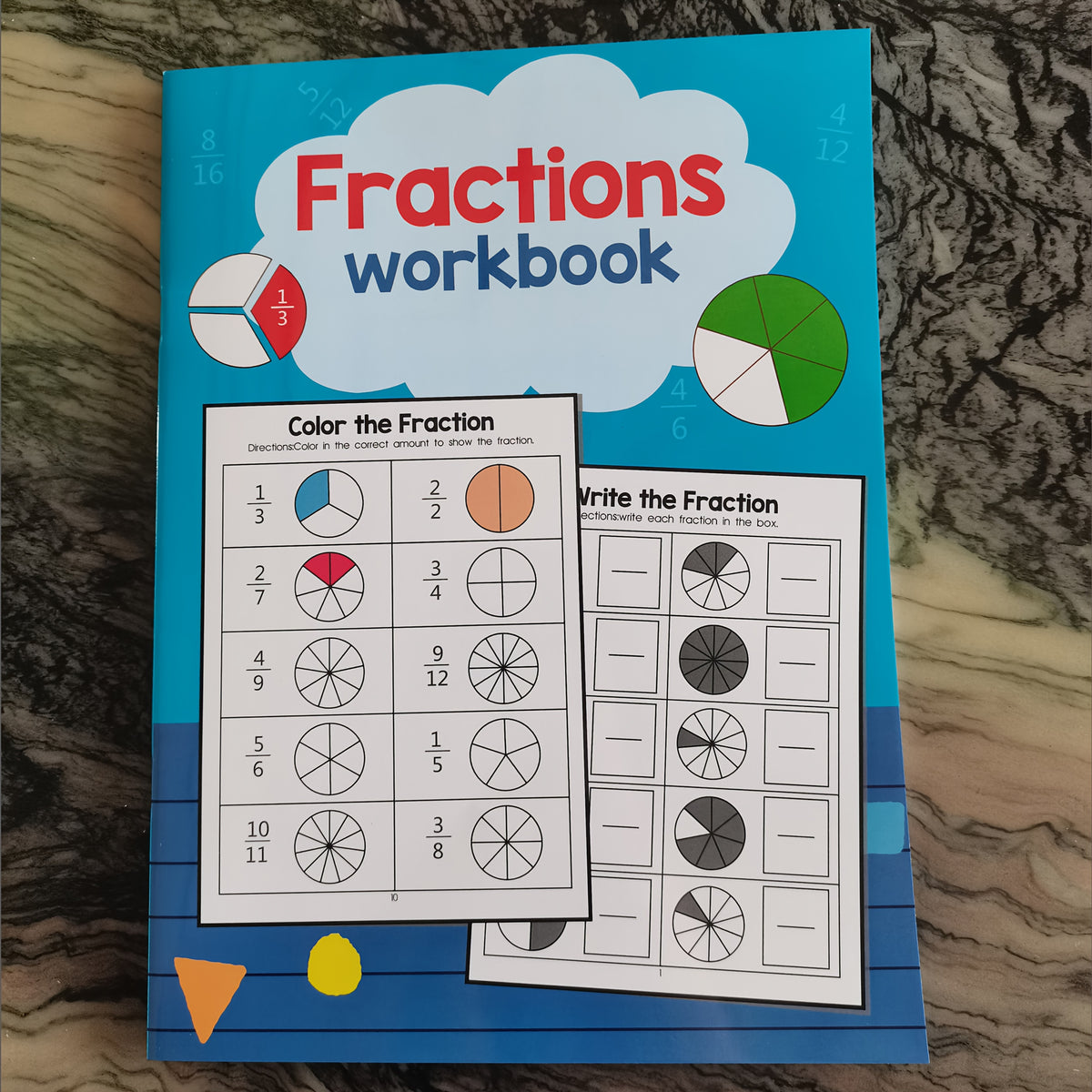 YUYNLEP Math Workbook Fractions & Answer Sheet Ages 8-12 Grades 3-4