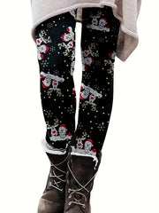 Women's Plus Christmas Print High Rise Skinny Pants