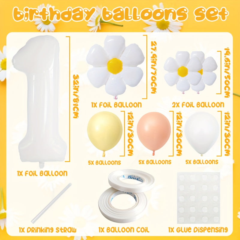 19pcs Daisy Theme Birthday Balloons 81 28 Cm Number Balloon