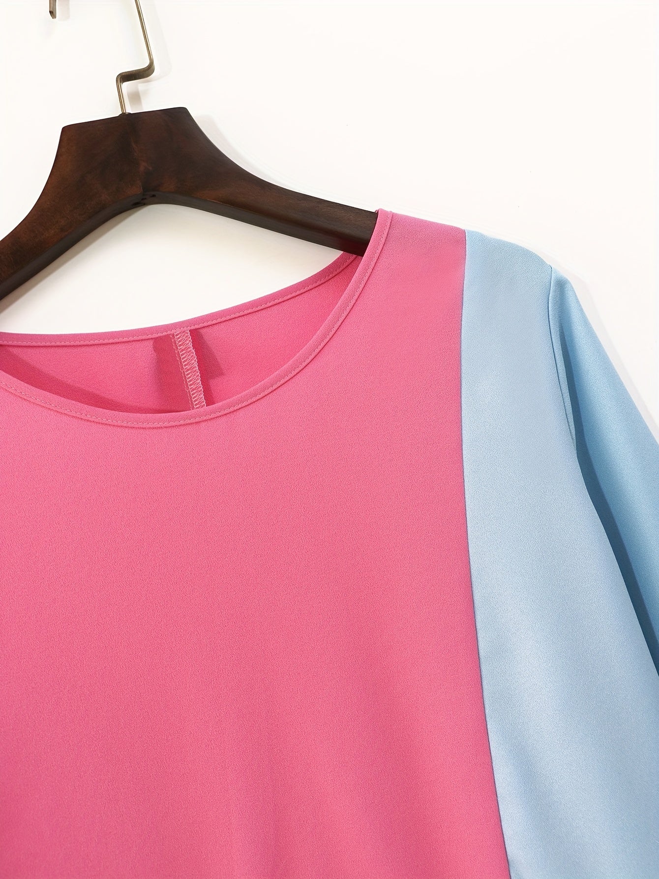  Colorblock Long Sleeve Dress With Pockets