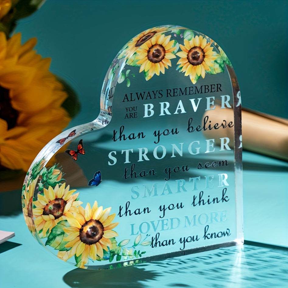 Sunflower Acrylic Heart Party Decoration - Inspirational Gift