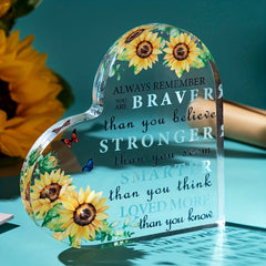 Sunflower Acrylic Heart Party Decoration - Inspirational Gift