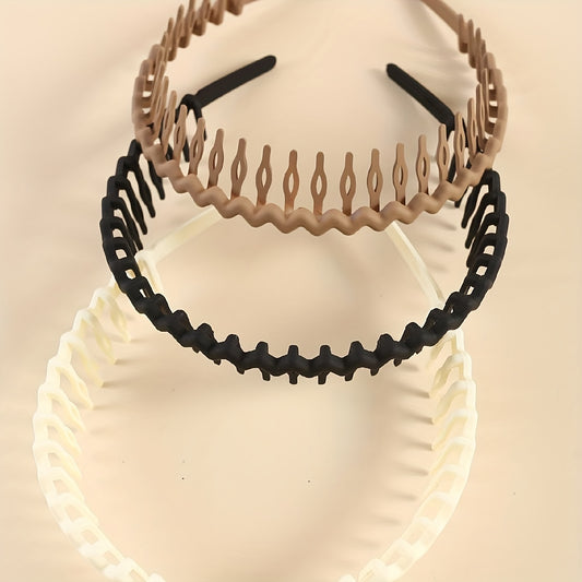 3pcs Nonslip Tooth Headband Wavy Head Hoop Hair Band For Women Girls