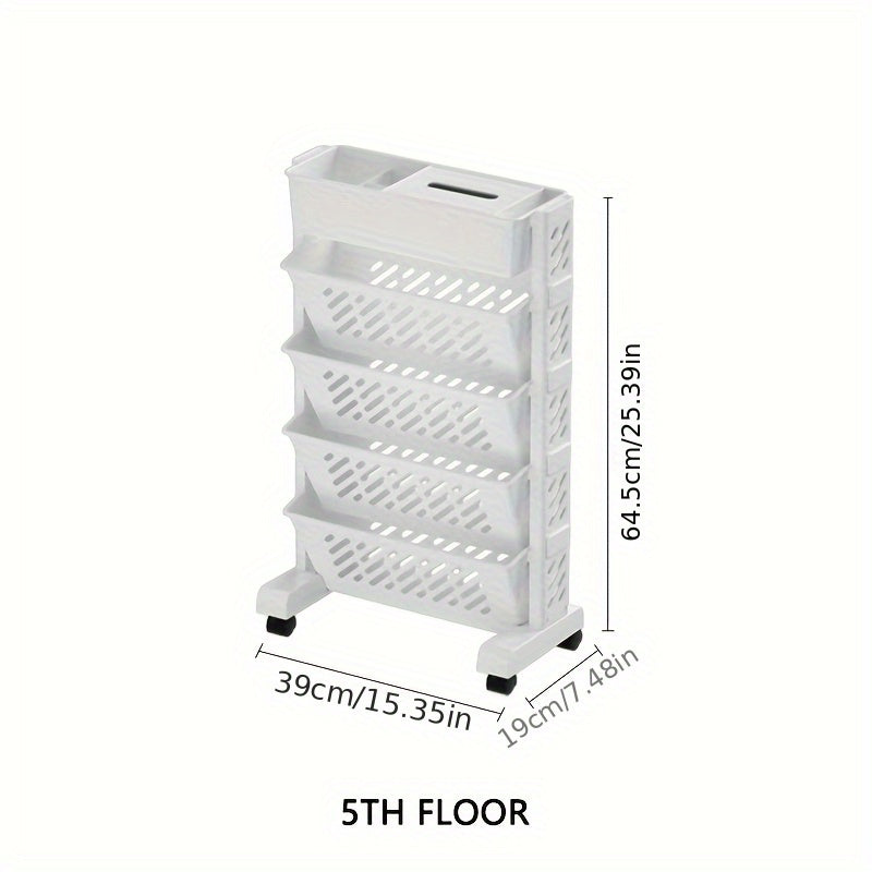 Combination Bookshelf Floor Standing Storage Rack Movable Bookshelf