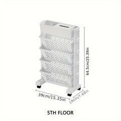 Combination Bookshelf Floor Standing Storage Rack Movable Bookshelf