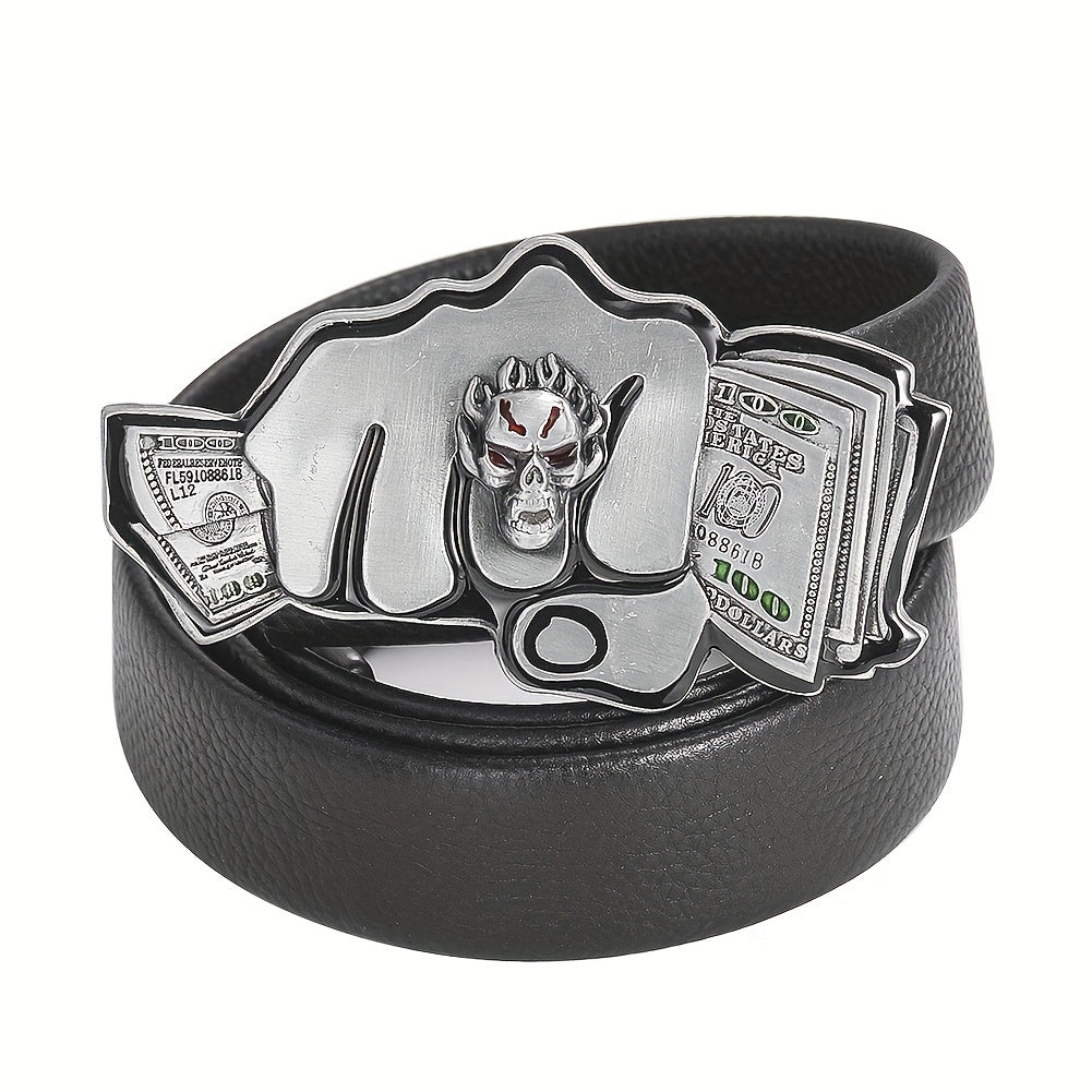 100 Dollar Bills Demon Skull Rings Metal Belt Buckle Gothic Hip hop Rock