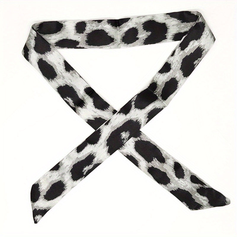 Leopard Neckerchief Long Ribbon Skinny Scarf Headband Hair Ribbon