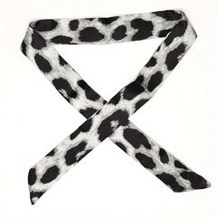 Leopard Neckerchief Long Ribbon Skinny Scarf Headband Hair Ribbon