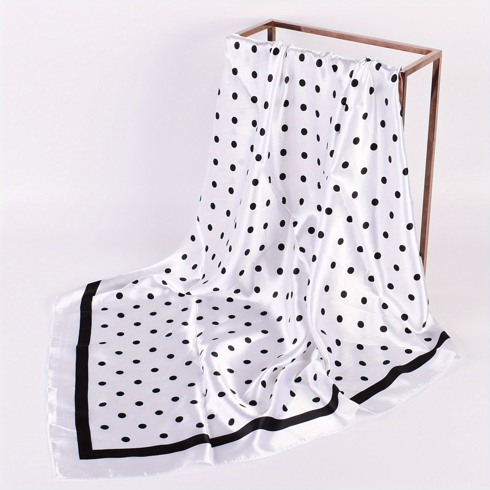 Polka Dot Print Square Scarf Satin Kerchief Large Shawl Silk Head Wrap