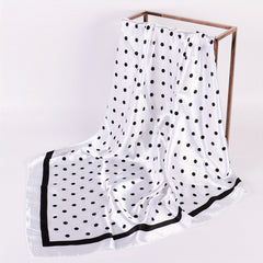 Polka Dot Print Square Scarf Satin Kerchief Large Shawl Silk Head Wrap