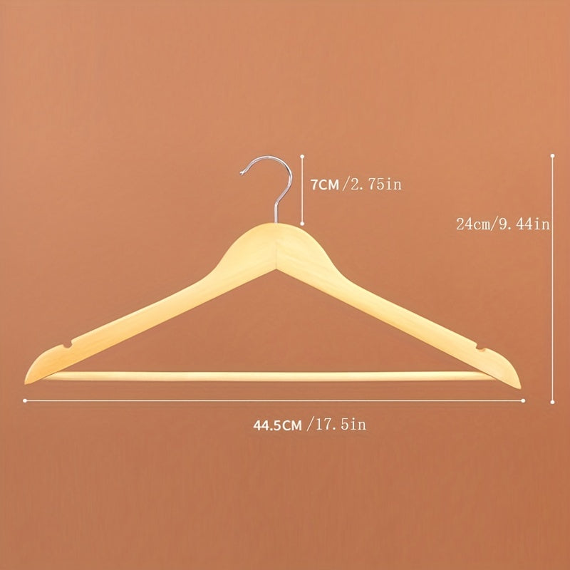 5pcs Solid Wood Clothes Hanger Non-slip Wardrobe Wooden Hanging Clothes Rack