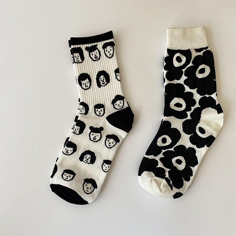 5 Pairs Cartoon Print Socks Women's Stockings