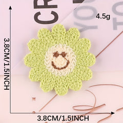 6pcs Plush Sunflower Patches for Girls Clothing DIY Accessories