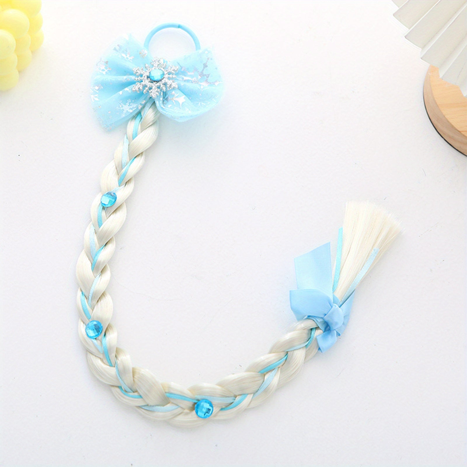 3pcs Colorful Wig With Bow Hair Ties for Girls