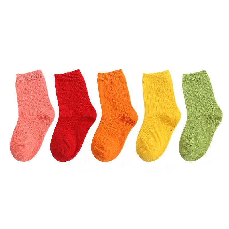10 Pairs Girls Rainbow Candy Crew Socks for Kids