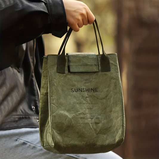 Waterproof Army Green Lunch Box Bag Insulated for Students and Office Workers