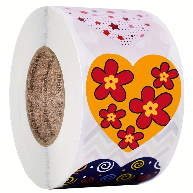 500 Love Label Stickers 8 Patterns Roll Gift Decoration Adhesive Stickers