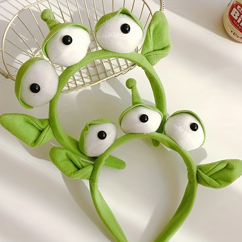 Three Eyes Alien Headband Plush Cartoon Headdress Halloween Costume Cosplay