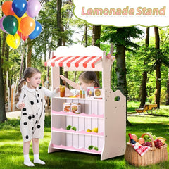 Pink Grocery Store Supermarket Double Side Play Kitchen With Toy Food