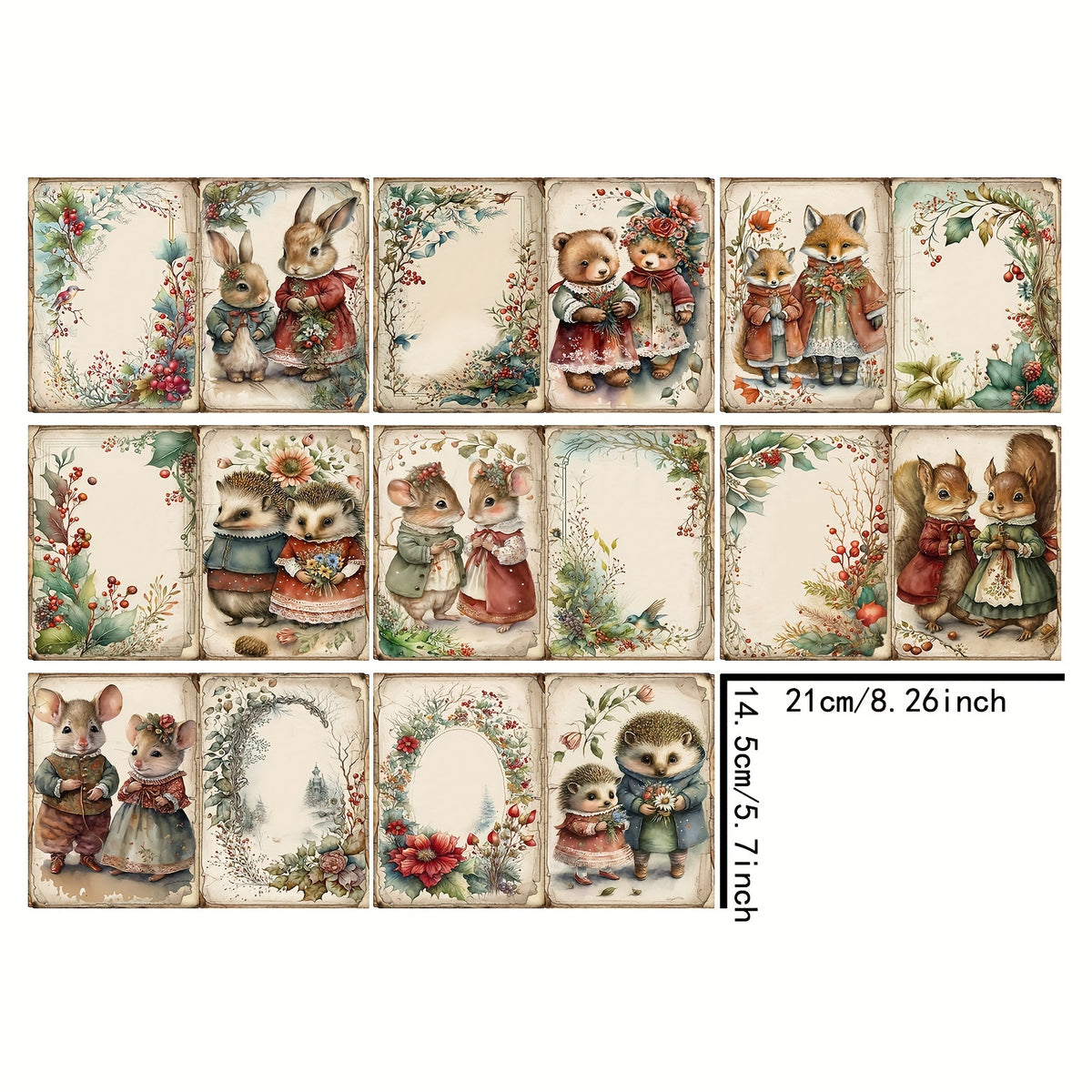 8 Christmas Animals Decoration DIY Student Stationery Retro Diary Pages