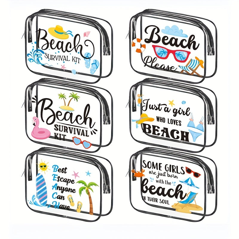 Clear Toiletry Bag Waterproof PVC Hello Summer Theme Beach Bag For Men And Women