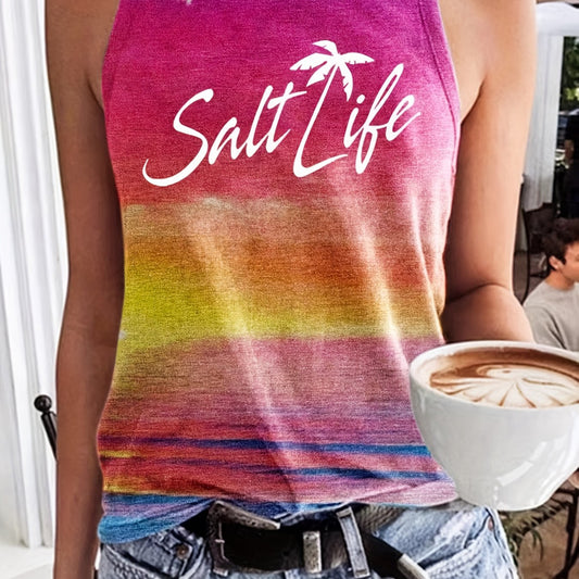 Sunset Letter Print Tank Top Sleeveless Summer Tank Top