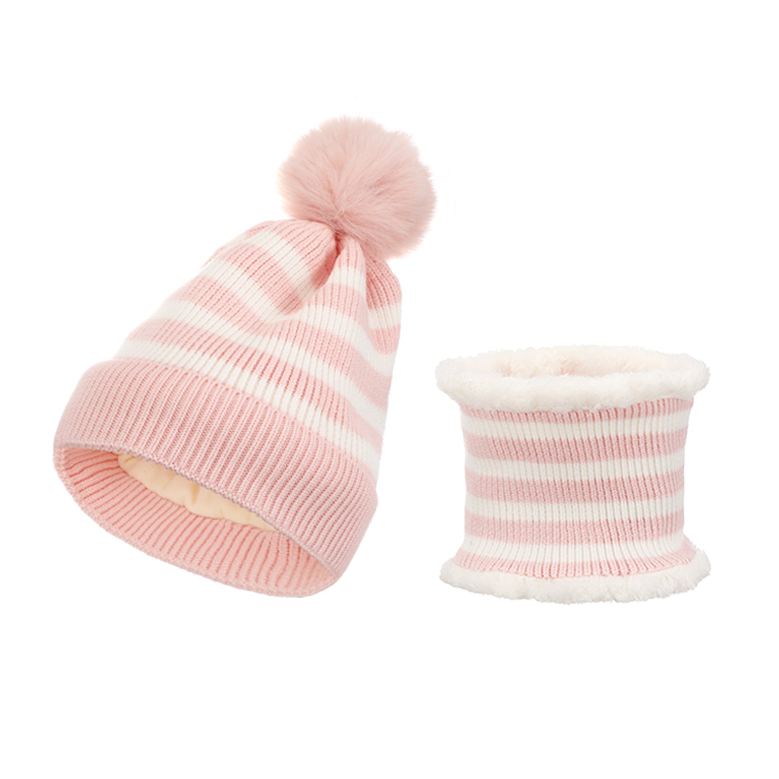2pcs Warm Striped Hat & Scarf Set