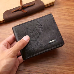 Men's PU Leather Eagle Pattern Short Wallet Card Cash Holder