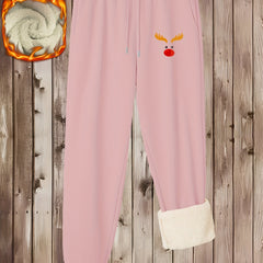  Graphic Print Fleece Harem Trousers
