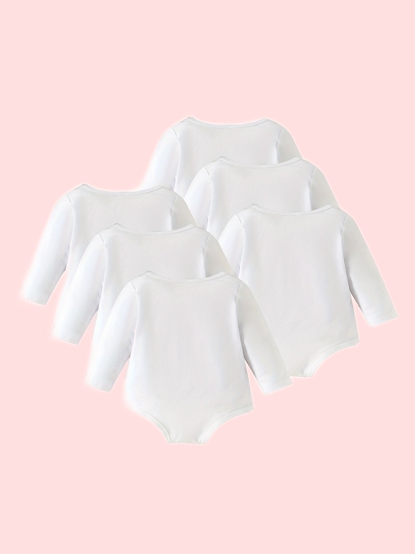 6pcs Baby Girls Triangle Bodysuits Cotton Long Sleeve Rompers