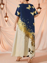  Glitter Butterfly Print Maxi Dress