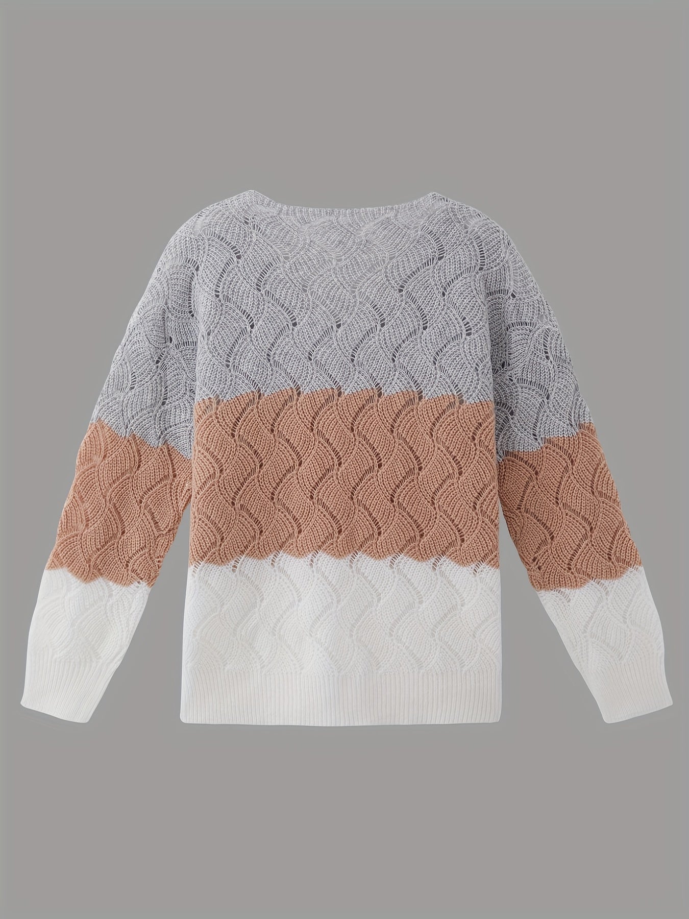  Colorblock V-Neck Sweater Long Sleeve Jumper