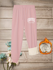  Casual Pants Women's Plus Letter Print Elastic Drawstring Fleece Liner