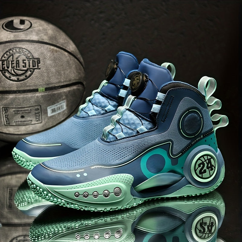 Men's Basketball Shoes with Rotating Buckle Non Slip Sneakers