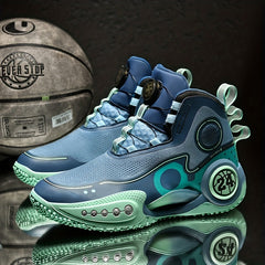 Men's Basketball Shoes with Rotating Buckle Non Slip Sneakers