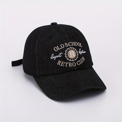 Vintage Letter Embroidery Washed Denim Snapback Hat Baseball Cap