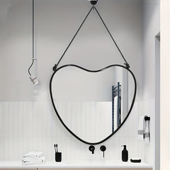Shape Wall Mirror Framed Beauty Mirror With Hanging Rope