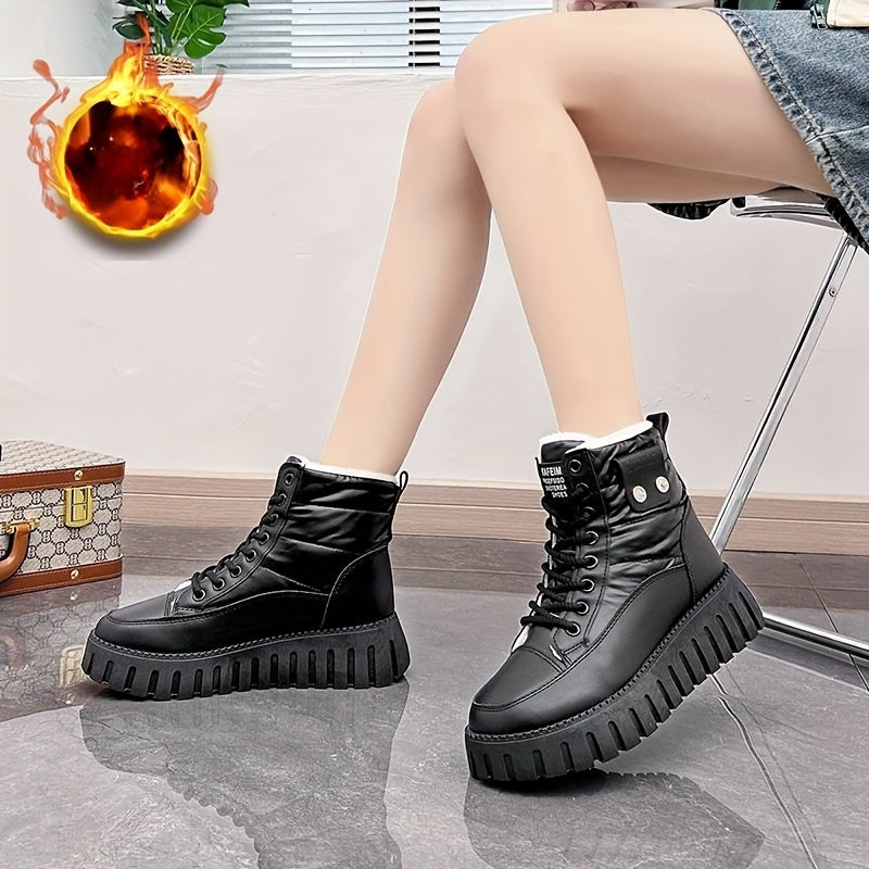 Women's Solid Non slip Medium Top Thickened Motorcycle Boots