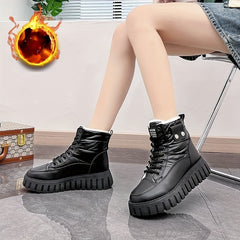 Women's Solid Non slip Medium Top Thickened Motorcycle Boots