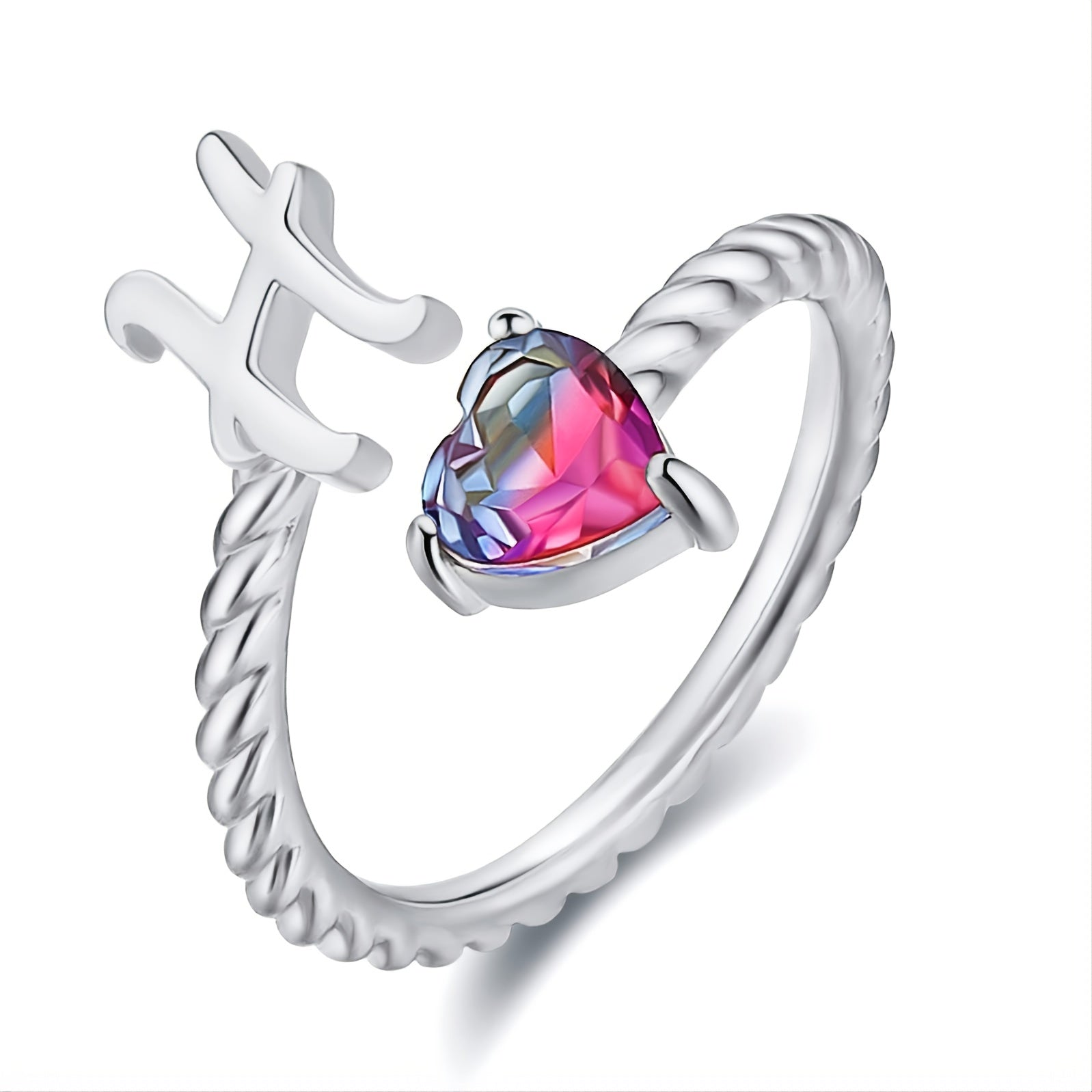 Adjustable Initial Letter Ring Zircon Rings For Women