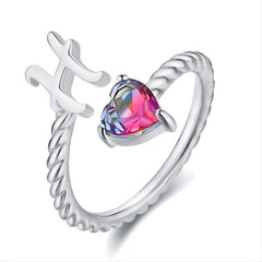 Adjustable Initial Letter Ring Zircon Rings For Women