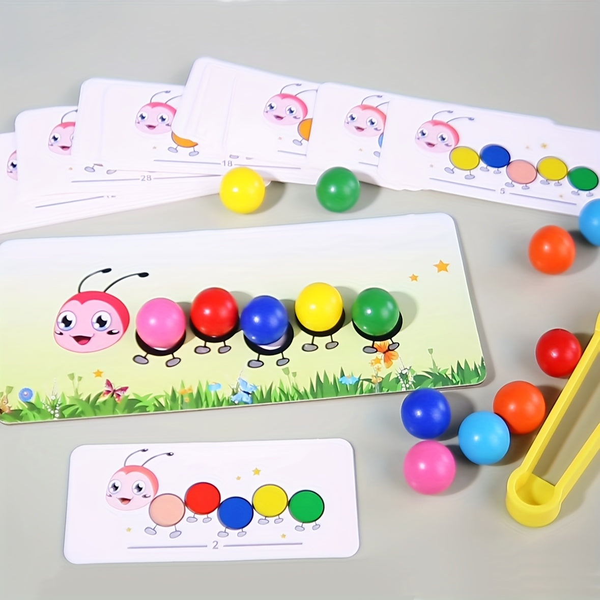 Wooden Worm Bead Eating Game for Recognition Skills