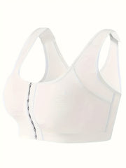Solid Push Up Bra Front Buckle Comfy Breathable Women's Lingerie