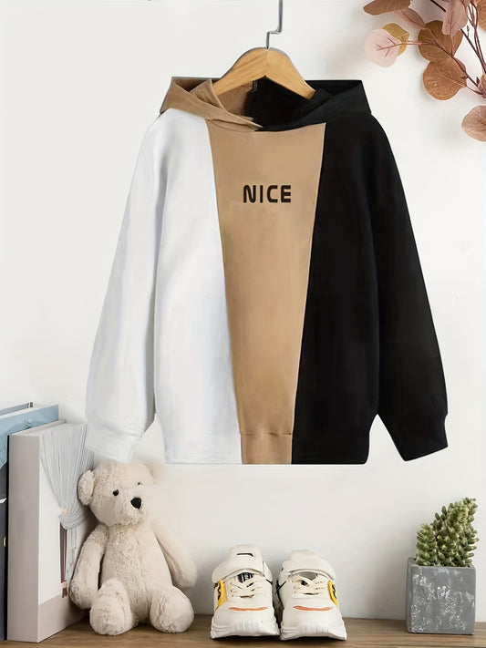 Boy's Cotton Hoodie NICE Print Long Sleeve Top Hooded Pullover