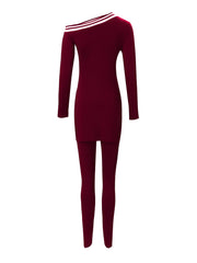 Off Shoulder Asymmetrical Pantsuits Two Piece Set