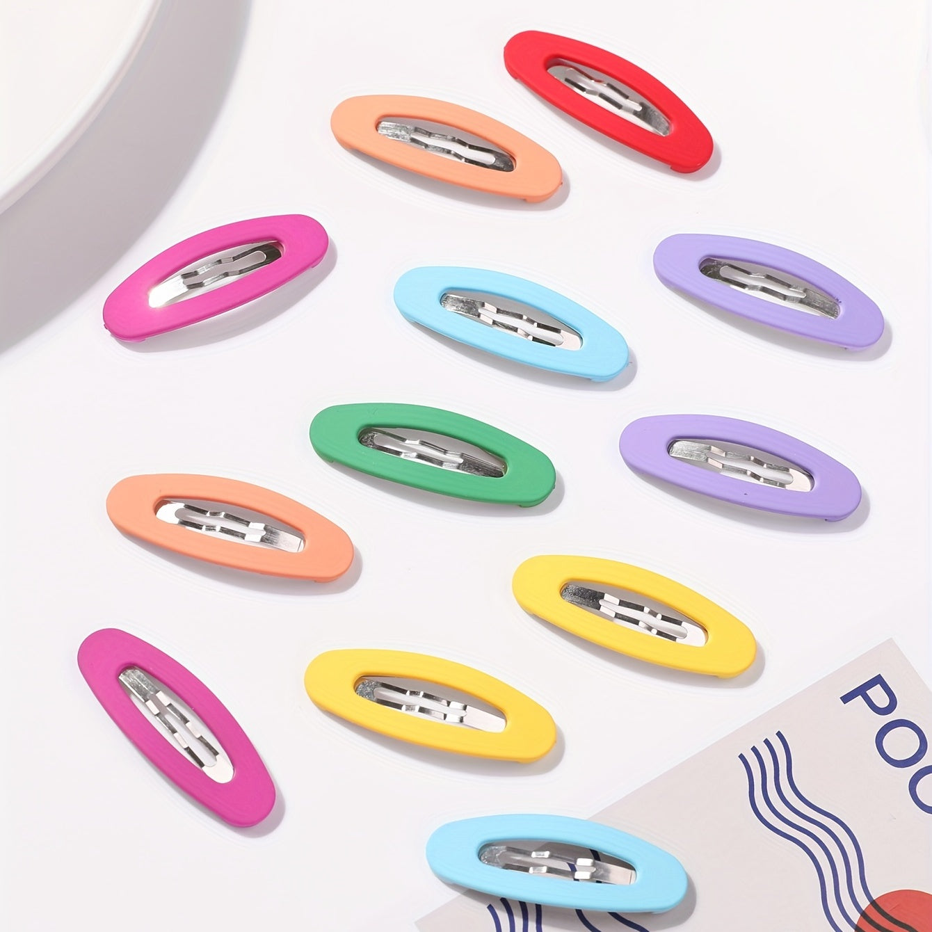12pcs Hollow Ellipse Snap Shape Cany Hair Clip for Girls